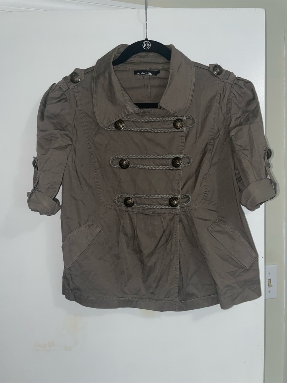Olive-Taupe Military inspired Double-Breasted cardigan